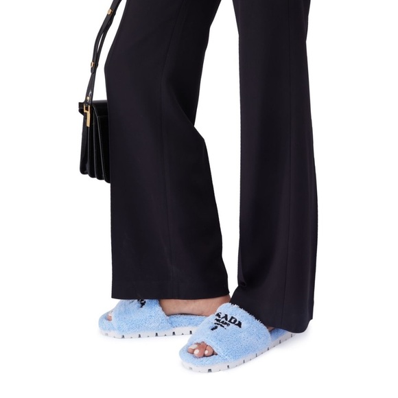 Prada Terry Cloth Logo Slides in light blue size 37 - Picture 1 of 7